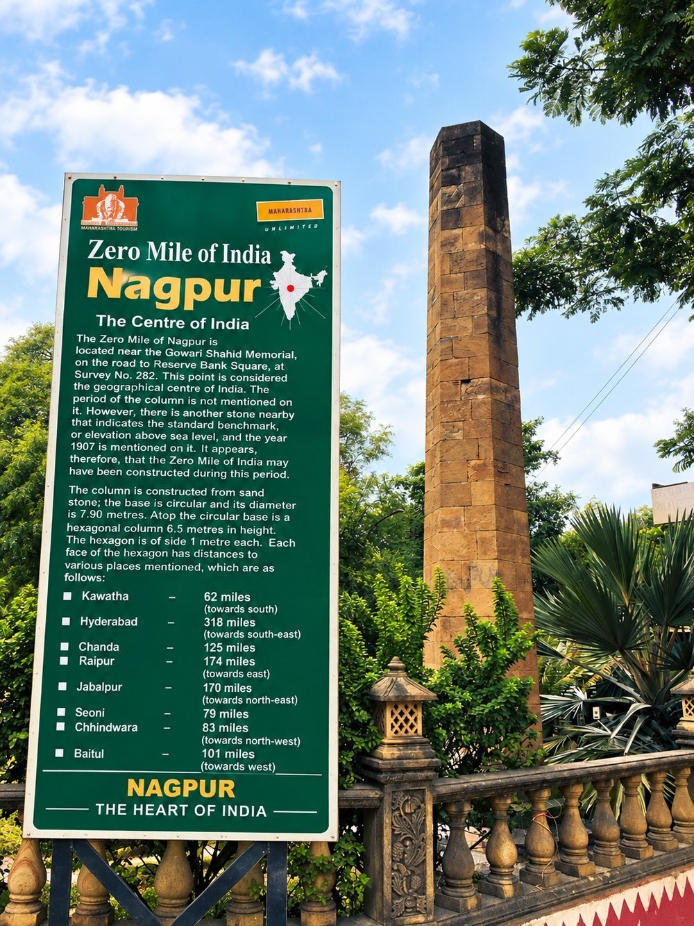 Zero Mile Stone, Nagpur — the historic marker for the centre of India